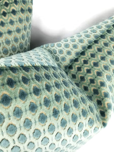 Blue and Aqua Geometric Hexagon Pattern Cut Velvet Pillow Cover