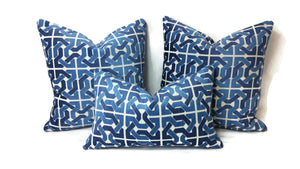 12" x 20" Groundworks Cliffoney in Blue and White Lumbar Pillow Cover