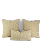 Load image into Gallery viewer, F. Schumacher L&#39;Orient Fret in the color Greige Pillow Cover
