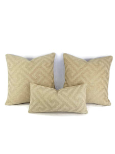 F. Schumacher L'Orient Fret in the color Greige Pillow Cover