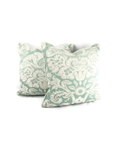 Load image into Gallery viewer, Seafoam with White Damask Pattern Pillow Cover
