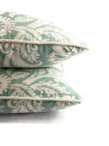 Seafoam with White Damask Pattern Pillow Cover