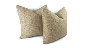 Kravet Smart Tan and Cream Fretwork Pillow Cover