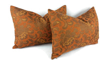 Load image into Gallery viewer, 14&quot; x 20&quot; Rust/Brown Floral Vintage Lumbar Pillow Cover
