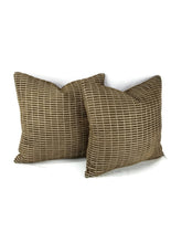 Load image into Gallery viewer, Chella Textiles Click Track in the color Ash and Bark Pillow Cover
