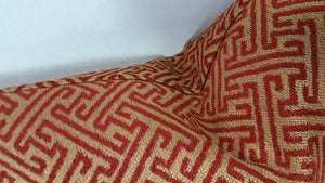 12" x 20" Kravet Smart Gold and Red Fretwork Lumbar Pillow Cover