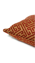 Load image into Gallery viewer, 12&quot; x 20&quot; Kravet Smart Gold and Red Fretwork Lumbar Pillow Cover
