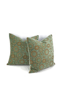 Load image into Gallery viewer, Light Teal Chenille with Brown Circle Pattern Pillow Cover
