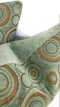 Load image into Gallery viewer, Light Teal Chenille with Brown Circle Pattern Pillow Cover
