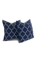 Load image into Gallery viewer, Navy Blue Moroccan Trellis Pillow Cover
