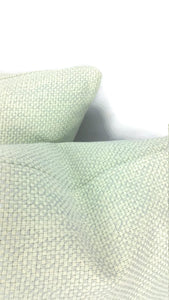 Mint and Ivory Basket Woven Linen/Cotton Pillow Cover