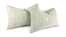 Load image into Gallery viewer, 14&quot; x 21&quot; Light Blue on Cream Linen Abstract Lumbar Pillow Cover
