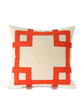 Load image into Gallery viewer, Cream and Orange Ribbon Embellished Pillow Cover
