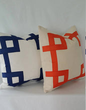 Load image into Gallery viewer, Cream and Orange Ribbon Embellished Pillow Cover
