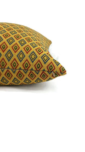 Gold with Blue and Red Diamond Pattern Pillow Cover