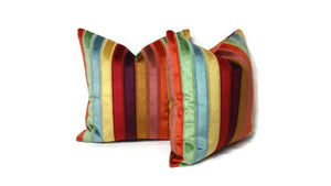 Kravet Couture Rainbow Stripe Velvet Pillow Cover