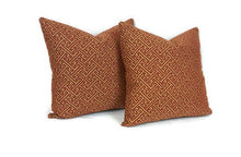 Load image into Gallery viewer, Kravet Smart Gold and Red FretworkPillow Cover
