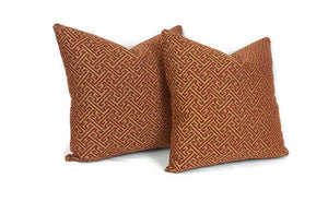 Kravet Smart Gold and Red FretworkPillow Cover