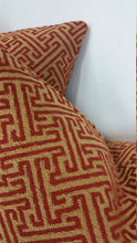 Load image into Gallery viewer, Kravet Smart Gold and Red FretworkPillow Cover
