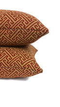 Load image into Gallery viewer, Kravet Smart Gold and Red FretworkPillow Cover
