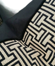 Load image into Gallery viewer, Light Gold with Black Geometric  Woven Pillow Cover
