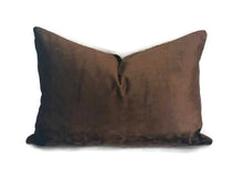 Load image into Gallery viewer, 14&quot; x 20&quot; Chocolate Brown Silky Velvet Lumbar Pillow Cover
