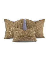 Load image into Gallery viewer, Brown and Tan Wood Grain with Self-Welt Linen Pillow Cover
