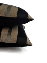 Load image into Gallery viewer, Black Velvet and Bronze Stripe Pillow Cover
