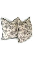 Load image into Gallery viewer, Off white and Dark Brown Toile Pillow Cover
