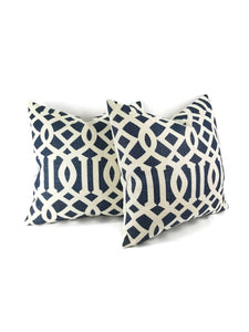 Schumacher Imperial Trellis II in Ivory and Navy Pillow Cover