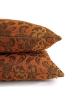 Load image into Gallery viewer, Rust with Brown Floral Pattern Vintage Pillow Cover
