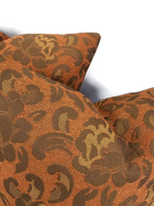 Rust with Brown Floral Pattern Vintage Pillow Cover