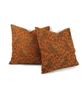 Load image into Gallery viewer, Rust with Brown Floral Pattern Vintage Pillow Cover
