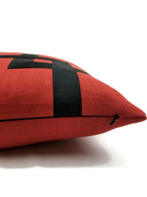 Load image into Gallery viewer, Dark Rust Red Linen with Black Ribbon Embellishment Pillow Cover
