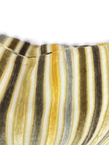 14"x 20" Gold, Yellow, Tan, Gray, Cream, and Brown Cut Velvet Striped Lumbar Pillow Cover with Self-Welt