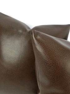 Chocolate Brown Faux Leather Vinyl Pillow Cover - 20" x 20"