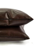 Load image into Gallery viewer, Chocolate Brown Faux Leather Vinyl Pillow Cover - 20&quot; x 20&quot;
