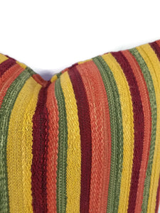 Red, Yellow, Green Woven Striped Pillow Cover - 20" x 20"