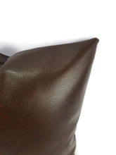 Load image into Gallery viewer, Chocolate Brown Faux Leather Vinyl Pillow Cover - 20&quot; x 20&quot;
