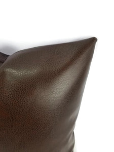 Chocolate Brown Faux Leather Vinyl Pillow Cover - 20" x 20"