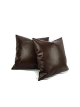 Load image into Gallery viewer, Chocolate Brown Faux Leather Vinyl Pillow Cover - 20&quot; x 20&quot;
