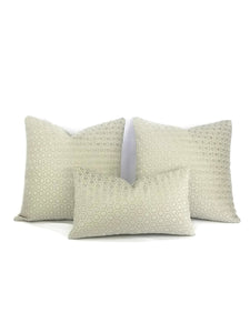 11.5" x 20" Light Sage Chenille in a Hex Honeycomb Pattern Lumbar Pillow Cover - Light Gray Green Geometric Chenille Accent Cushion Cover