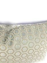 Load image into Gallery viewer, 11.5&quot; x 20&quot; Light Sage Chenille in a Hex Honeycomb Pattern Lumbar Pillow Cover - Light Gray Green Geometric Chenille Accent Cushion Cover
