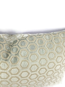 11.5" x 20" Light Sage Chenille in a Hex Honeycomb Pattern Lumbar Pillow Cover - Light Gray Green Geometric Chenille Accent Cushion Cover