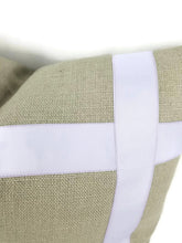 Load image into Gallery viewer, Gray Linen with Lavender Ribbon Embellished Pillow Cover - 18.5&quot; x 18.5&quot; Accent Cushion Cover
