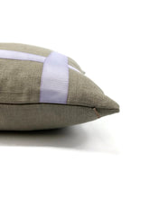 Load image into Gallery viewer, Gray Linen with Lavender Ribbon Embellished Pillow Cover - 18.5&quot; x 18.5&quot; Accent Cushion Cover
