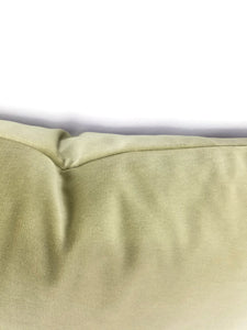 11.5" x 20" F. Schumacher Gainsborough Velvet in Sage Lumbar Pillow Cover - Solid Sage Green Velvet Rectangle Cushion Cover