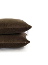 Load image into Gallery viewer, Mohair Velvet in the color Dark Wood Brown Pillow Cover - 20&quot; x 20&quot;
