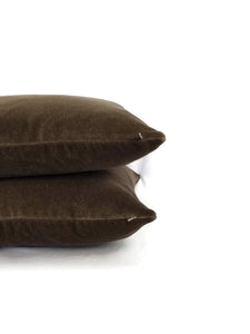 Mohair Velvet in the color Dark Wood Brown Pillow Cover - 20" x 20"