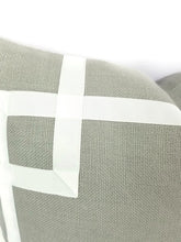 Load image into Gallery viewer, Gray Heavy Linen with White Ribbon Embellishment Pillow Cover
